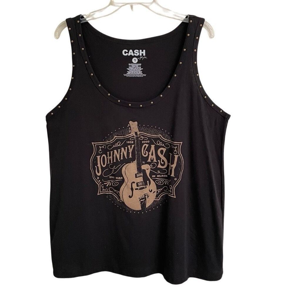 Torrid CASH Johnny Cash studded tank‎ top women’s 1X black NEW